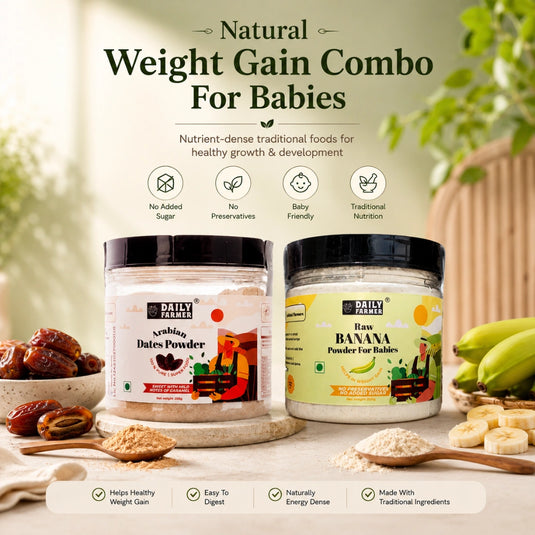 Weight Gain Combo for Babies – Dry Dates Powder & Raw Banana Powder 200g Each