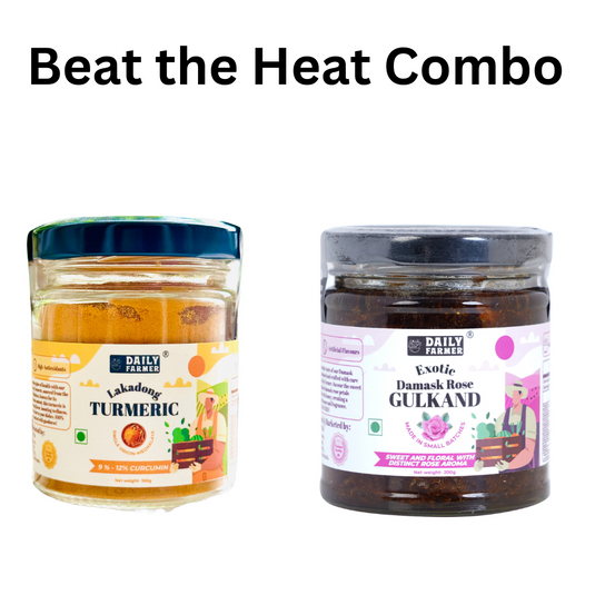Daily Farmer Beat the Heat Combo – Lakadong Turmeric & Damask Rose Gulkand