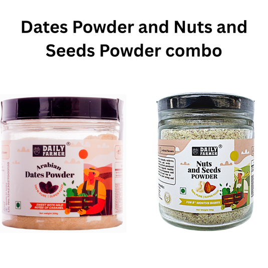 Dates Powder 200g + Nuts & Seeds Powder 100g Combo for Babies (8+ Months)