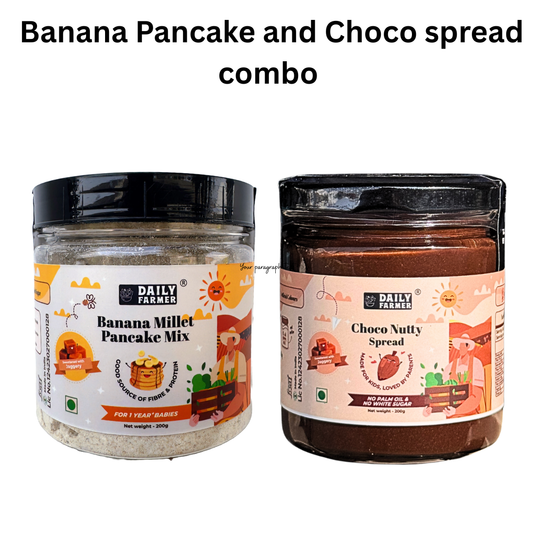 Banana Millet Pancake Mix & Choco Spread Combo 200g each – Healthy Breakfast Made Easy